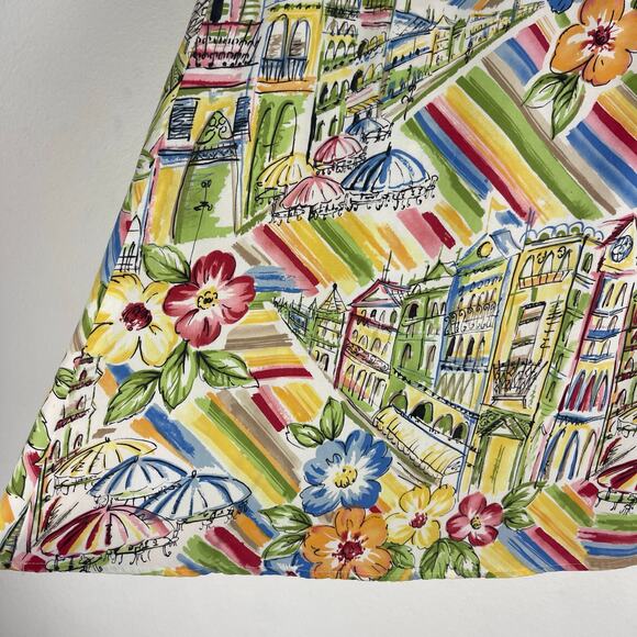 Talbots Colorful Italy France Scene City Floral Print Skirt Womens 8 Tencel Soft - Picture 5 of 11